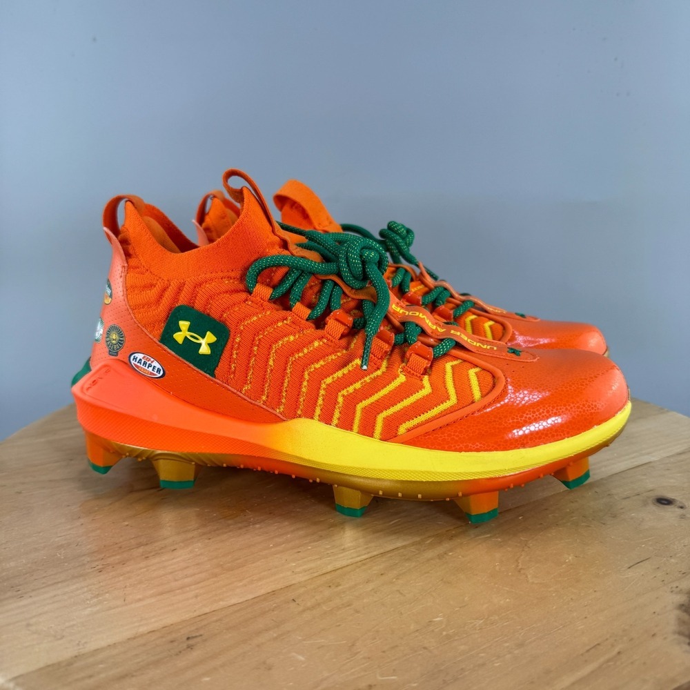 Under Armour Harper Pro TPU Mens Size 9.5 Baseball Cleats 'Juice Pack' Orange